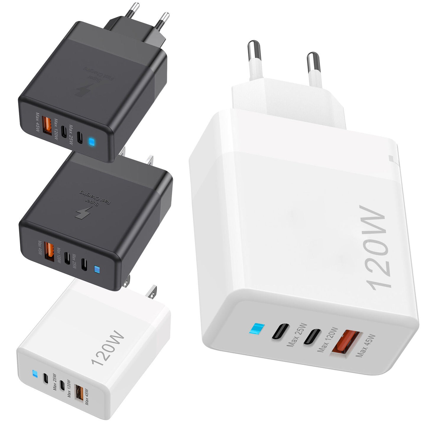 new Fast Phone Charger 120W Multi-Port USB Fast Charging Block USB Charging Station koeek - KOEEK