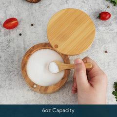 Bamboo Salt Cellar Bowl Box with Swivel Magnetic Lid to Avoid Dust 07FC0E-D4 - KOEEK