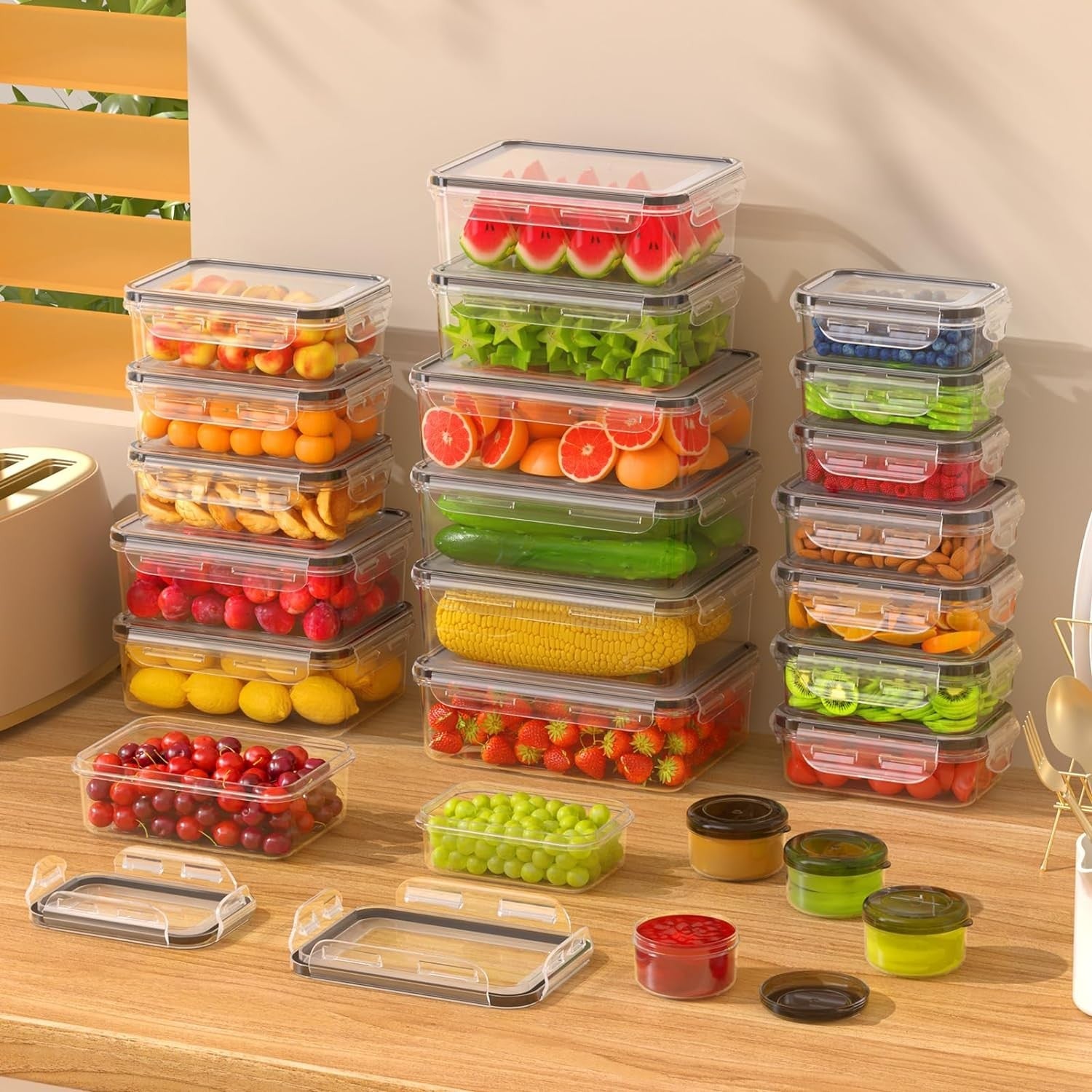 new 48 Pcs Larger Food Storage Containers with Lids Airtight (24 48 Piece 07FC0E-D4 - KOEEK