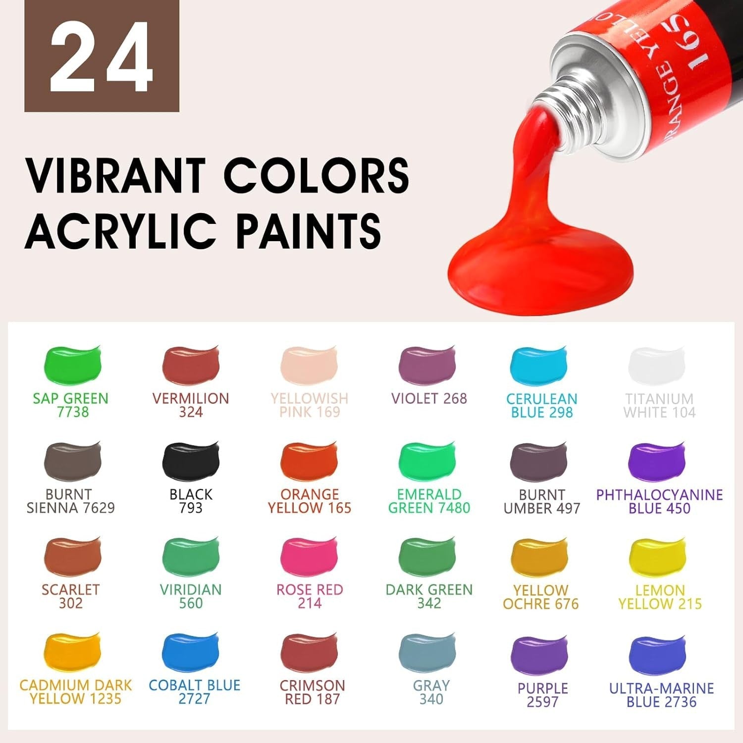 new ESRICH 40PCS Acrylic Paint Set,Professional Painting 30 Piece Set, 24 color