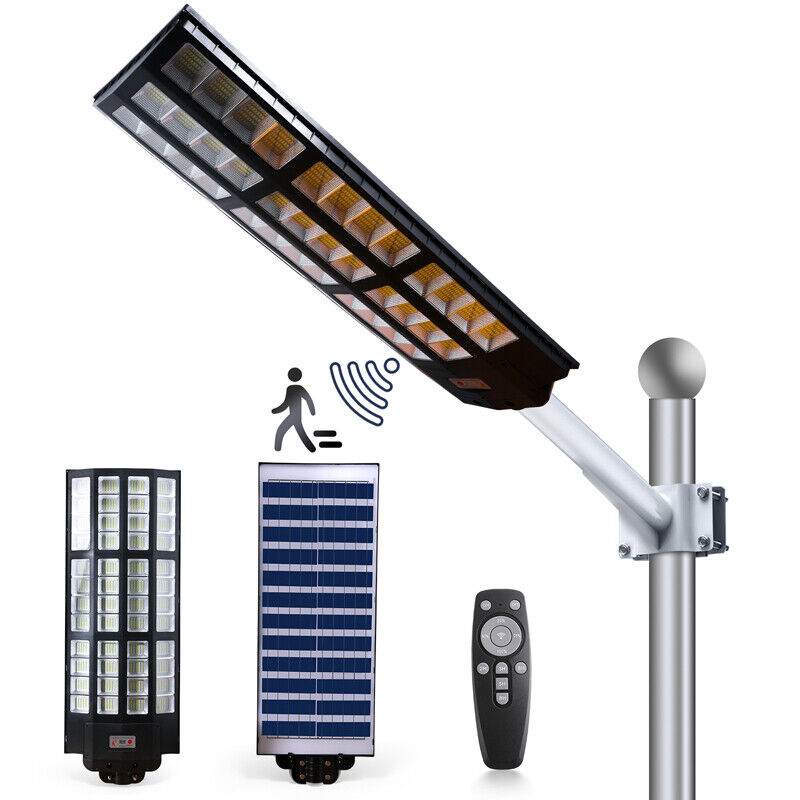 ny 2000W kommerciel Solar Street Flood Light Udendørs Dusk to Dawn vejlampe + stang