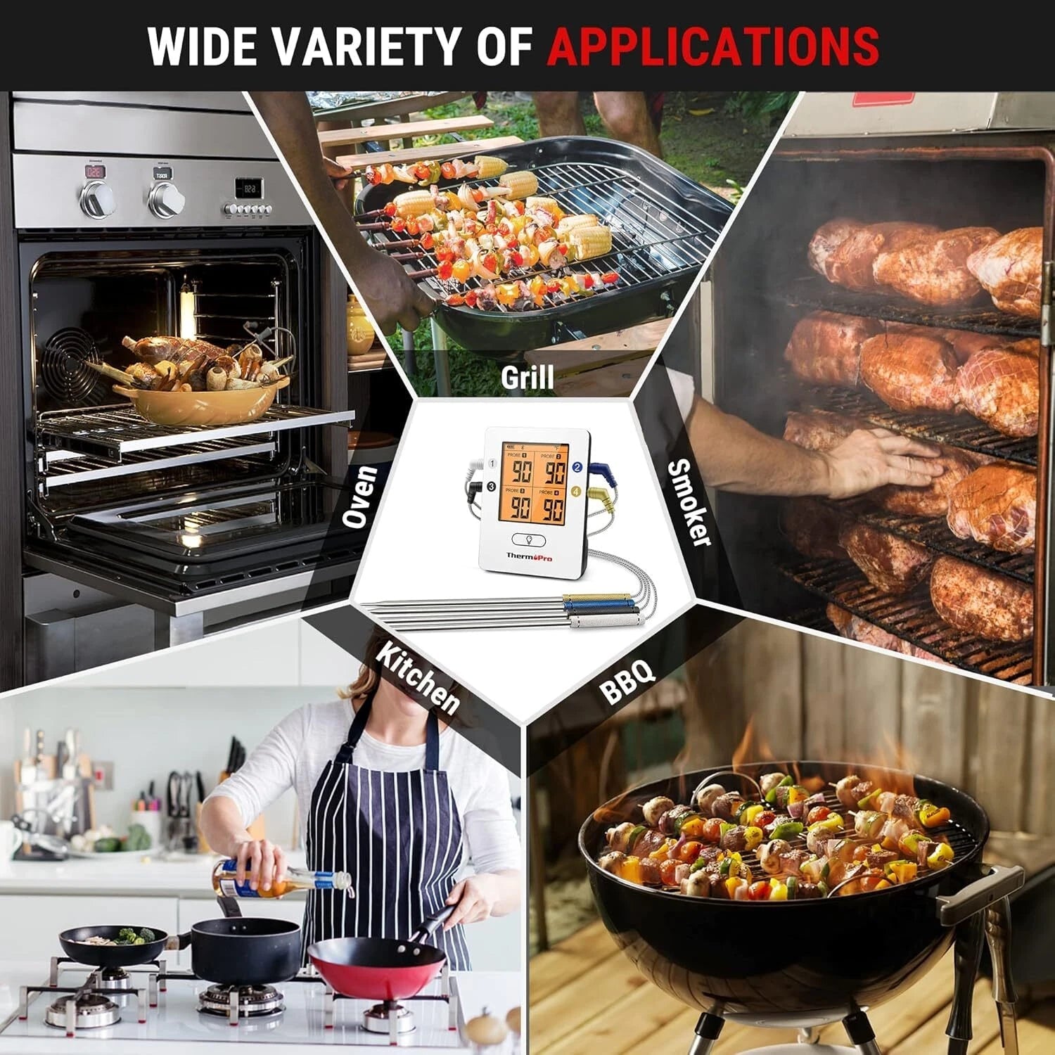 Wireless Meat Thermometer with 4 Probes, Bluetooth Meat Thermometer for Cooking 07FC0E-D4 - KOEEK