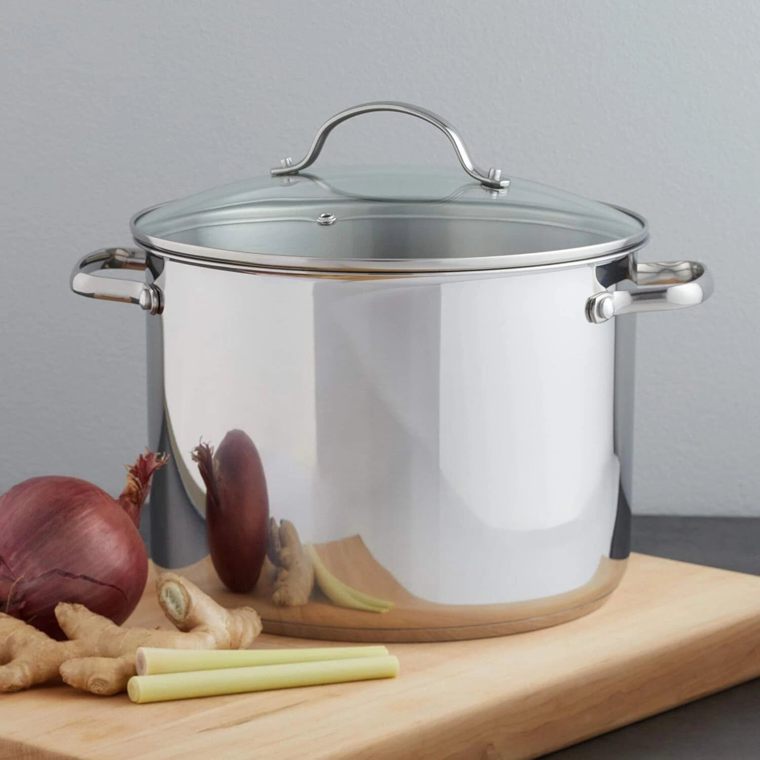 - 8-Quart Stainless Steel Stock Pot with Lid, Silver 07FC0E-D4 - KOEEK