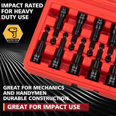 new 12-Piece Magnetic Nut Driver Set, Premium CR-V Steel Impact Set 07FC0E-D4 - KOEEK