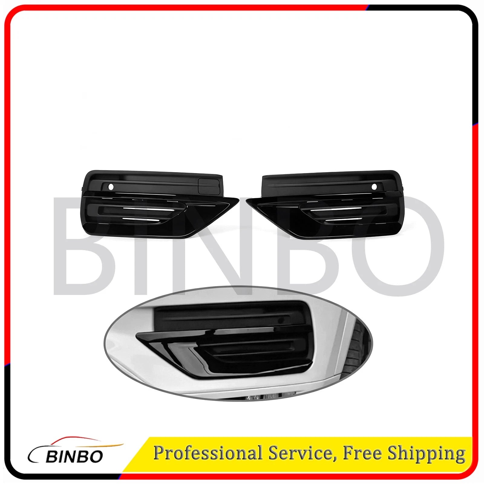 Pair Front Left&Right Bumper Fog Light Cover For Volvo XC90 19-24 Glossy Black 07FC0E-D4 - KOEEK