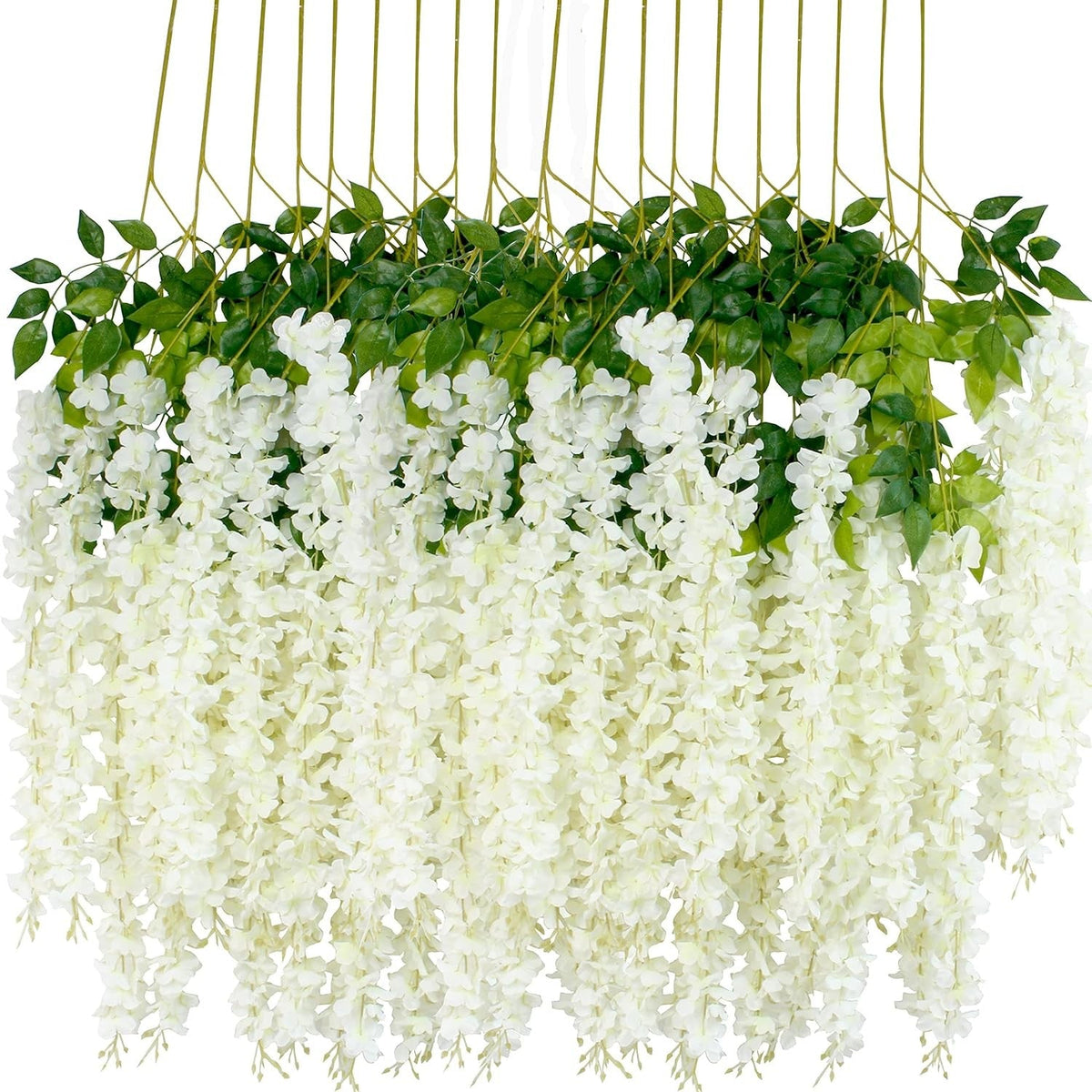 new 12Pcs Artificial Wisteria Flowers 3.6 Feet/Piece White Dense 12 PCS, 07FC0E-D4 - KOEEK