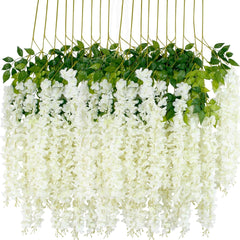 new 12Pcs Artificial Wisteria Flowers 3.6 Feet/Piece White Dense 12 PCS, 07FC0E-D4 - KOEEK