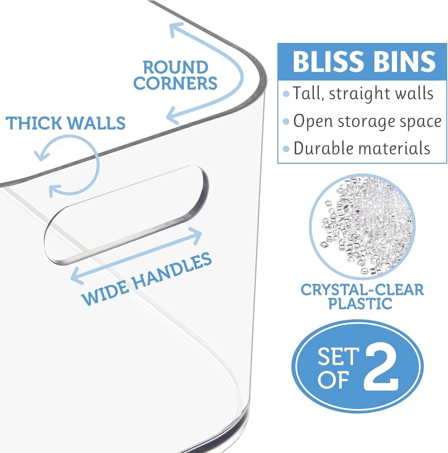 10“ x 6” Clear Open Food Storage Container, 2-Piece Set, with Handles 07FC0E-D4 - KOEEK