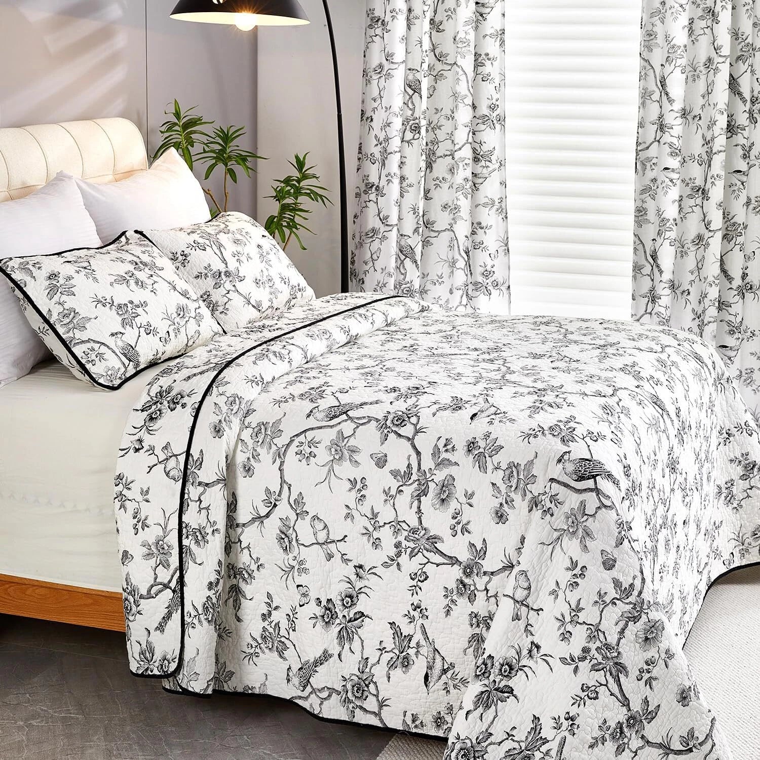 Cotton Queen Size Black Bird Bedding Set Printed Lightweight Duvet Cover 07FC0E-D4 - KOEEK