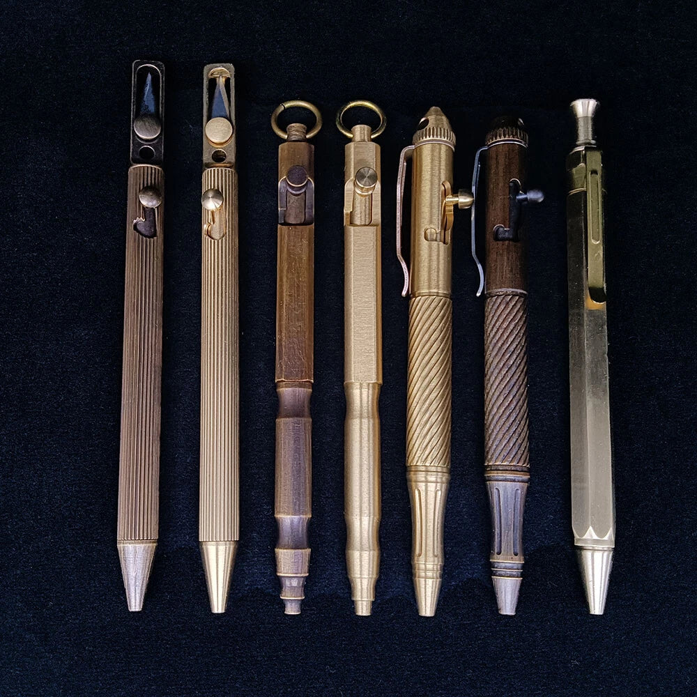 Solid Brass Bolt Action Ball Point Quality Pen Copper Art Craft Pocket EDC Gift2 07FC0E-D4 - KOEEK