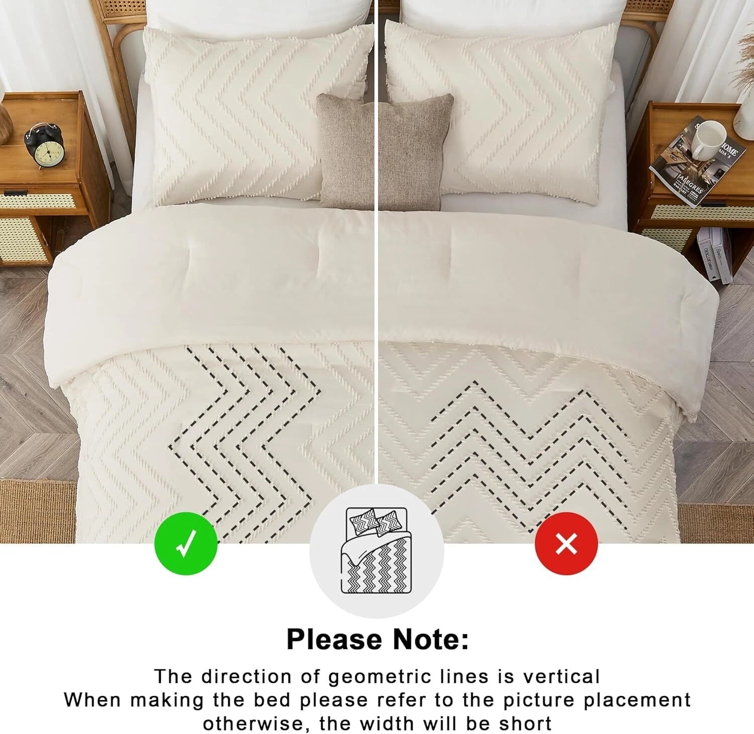 King Size Beige Comforter Set, Bohemian Cream, 3 Piece Set 07FC0E-D4 - KOEEK