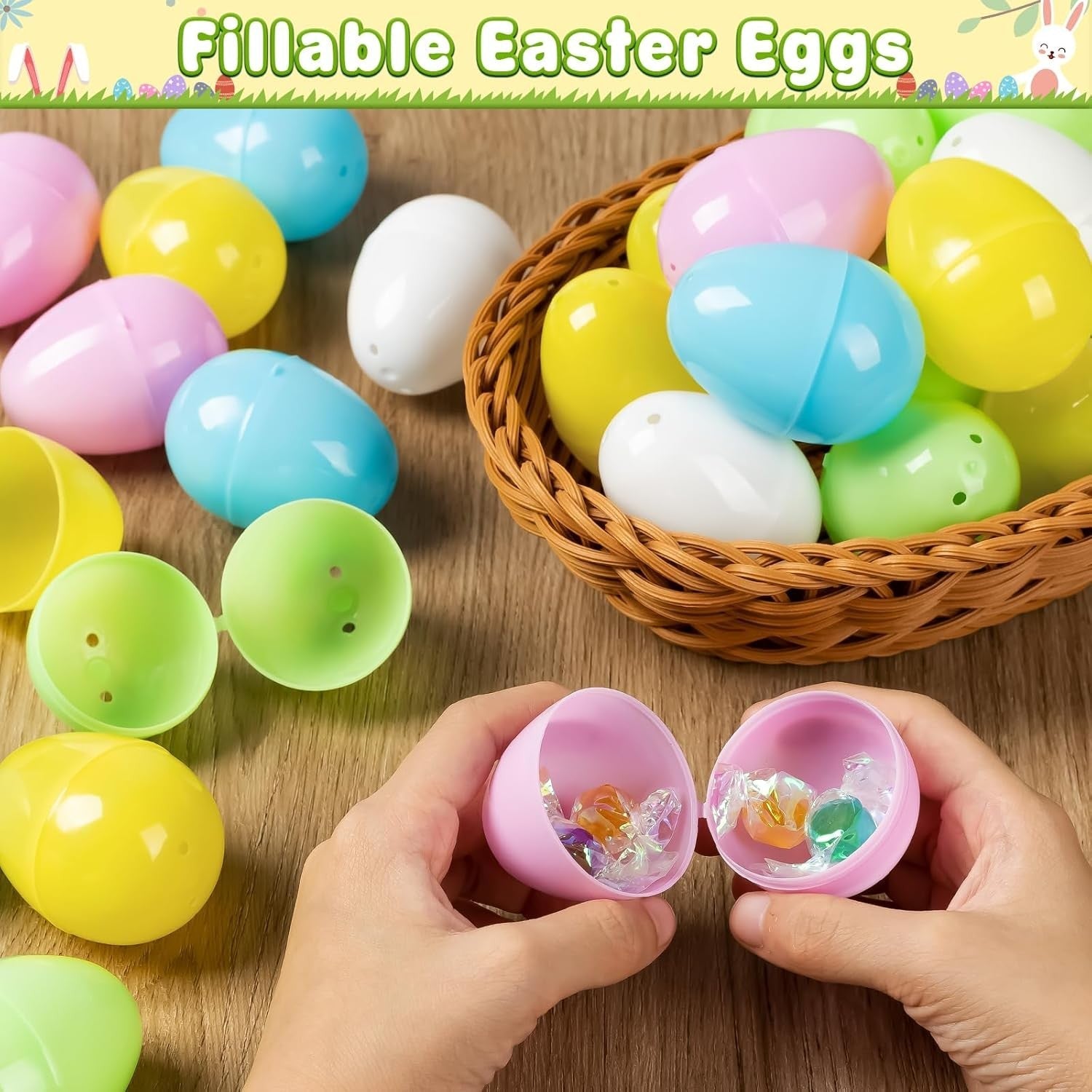 new Duchong 50 PCS Plastic Easter Eggs Bulk Empty Fillable, 2.4" Assorted [Mixed] DUCHONG - KOEEK