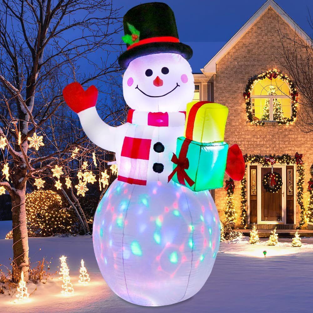 5ft Inflatable Snowman Christmas  with Built-in Rotating LED Lights Decorations 07FC0E-D4 - KOEEK