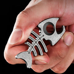 Titanium Alloy Fishbone Shape Bottle Opener Keychain Necklace Pendant EDC Gift 07FC0E-D4 - KOEEK