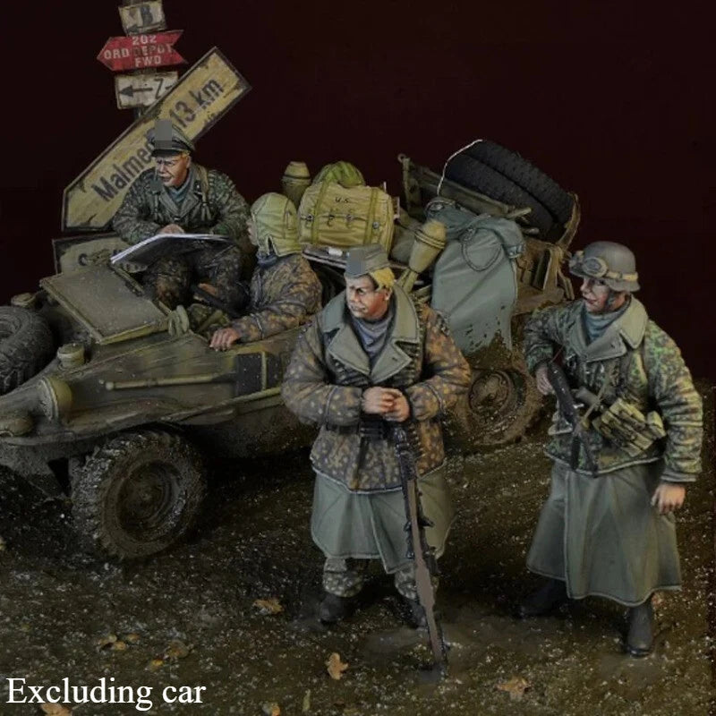 1/35 Resin Figure Model Kit 4 Figures And Accessories Unassambled Unpainted 07FC0E-D4 - KOEEK