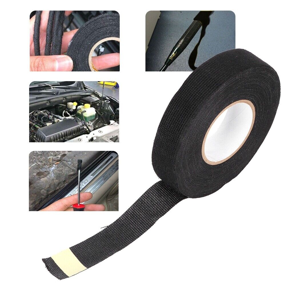 new 15mx19mm Cloth Adhesive Black Tape Insulation Wiring Harness For Car Tool koeek - KOEEK