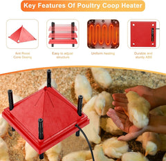 new Brooder Plate for Chicks, 10" x Chick 10.0"L x 10.0"W x 8.8"H, Red 07FC0E-D4 - KOEEK