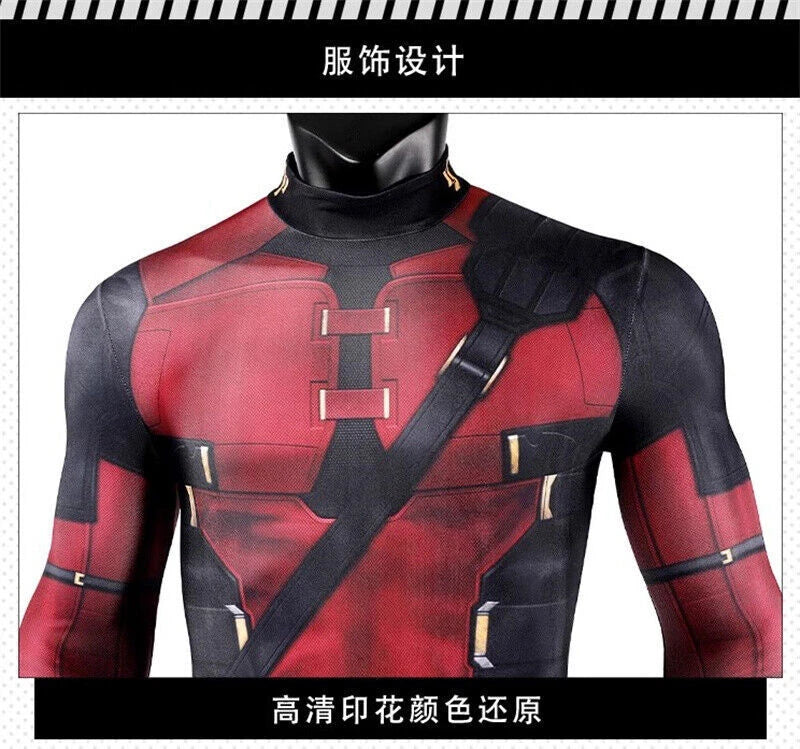 Marvel Deadpool 3 Wade Winston Wilson Cosplay Costume Suit Jumpsuit Halloween 07FC0E-D4 - KOEEK
