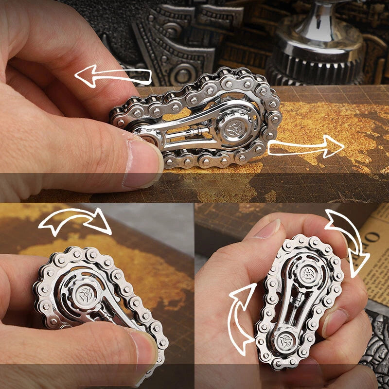 Chain Gear Stainless Steel Fidget Spinner Metal Hand Spinner EDC Fidget Toy Gift 07FC0E-D4 - KOEEK