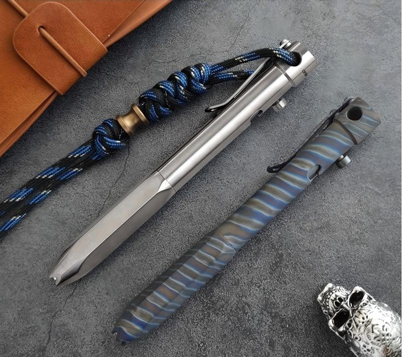 EDC Titanium Ballpoint Pen Signature Writing Pen Multifunction with Lanyard 07FC0E-D4 - KOEEK