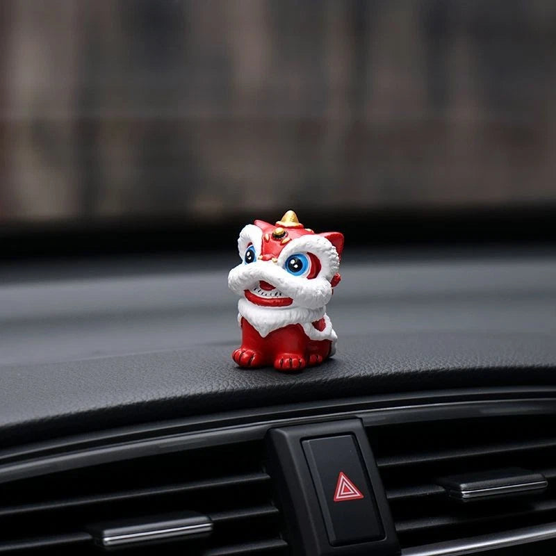Chinese Style Lion Dance Car Ornament Dashboard Triangle Window Decor Gift 2pc 07FC0E-D4 - KOEEK
