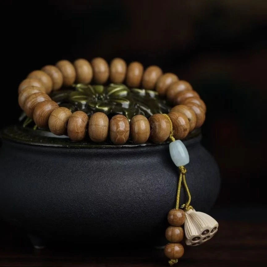 Liudao Wood Mala Bracelet 10mm Sandalwood Prayer Beads Unisex Handmade Gift 07FC0E-D4 - KOEEK