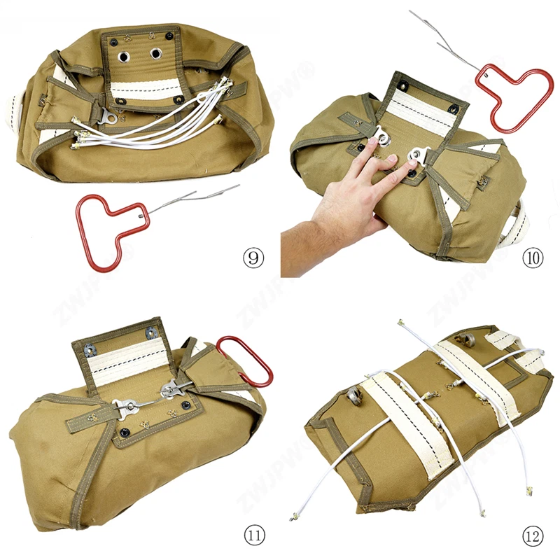 WWII WW2 US Airborne T-5 Parachute Replica Bag Paratroopers Backpack Strap Set 07FC0E-D4 - KOEEK