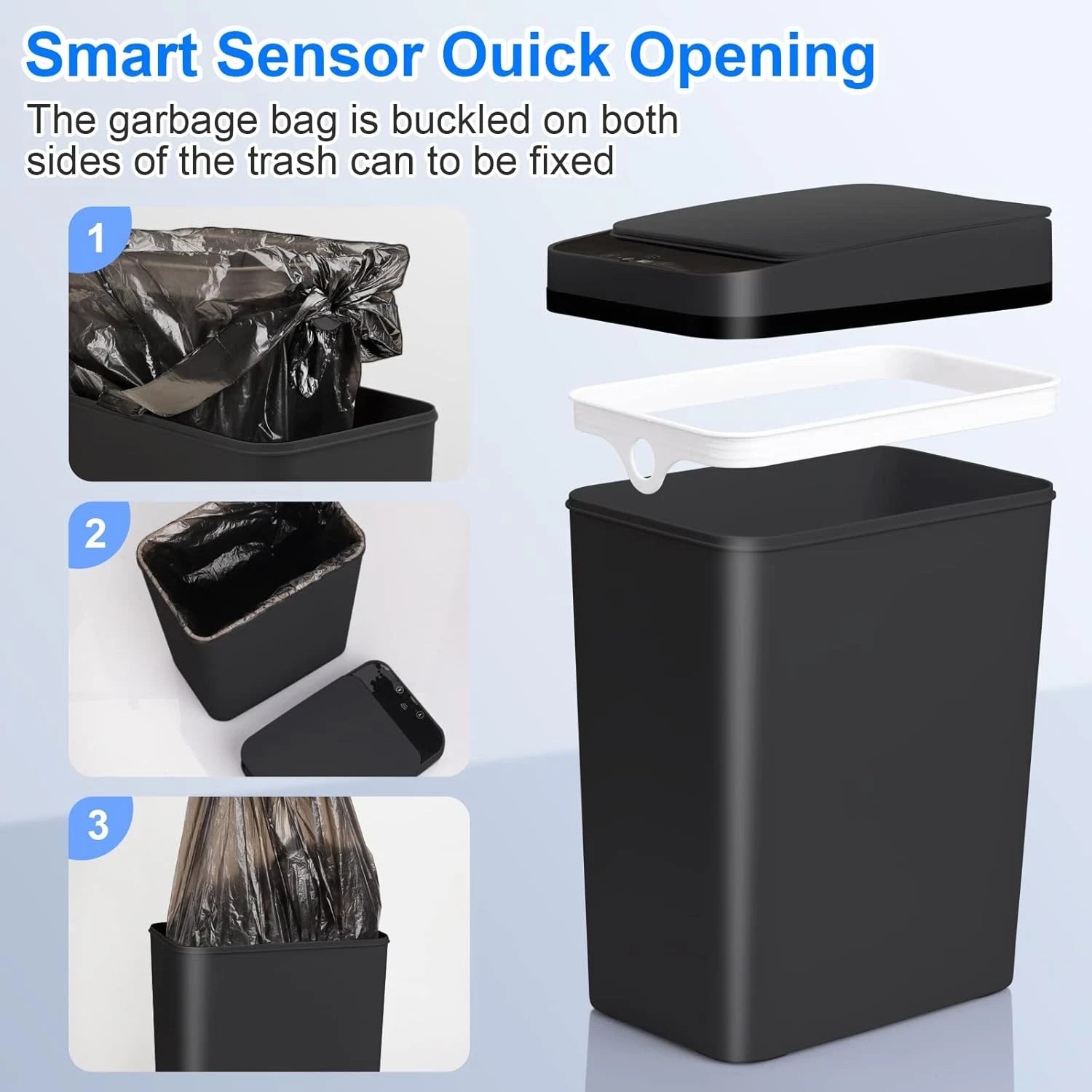 Bathroom Automatic Trash Can 2 Pack 2.2 Gallon Touchless Motion Sensor Small 07FC0E-D4 - KOEEK