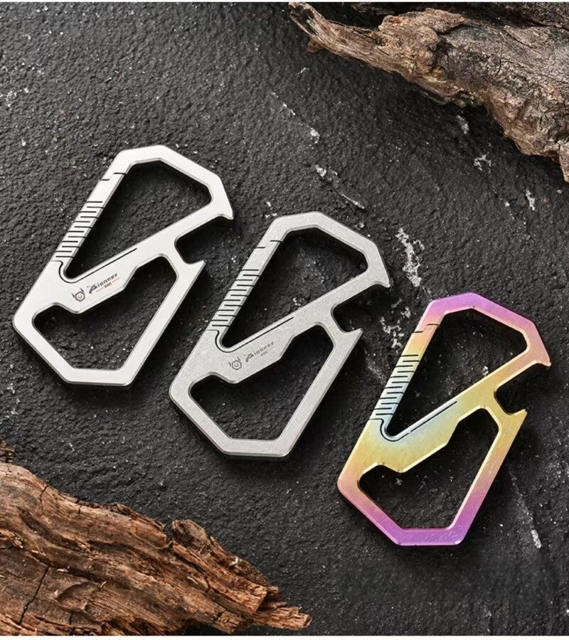 EDC Titanium Carabiner Clip with Bottle Opener Car Key Holder Organizer Keychain 07FC0E-D4 - KOEEK