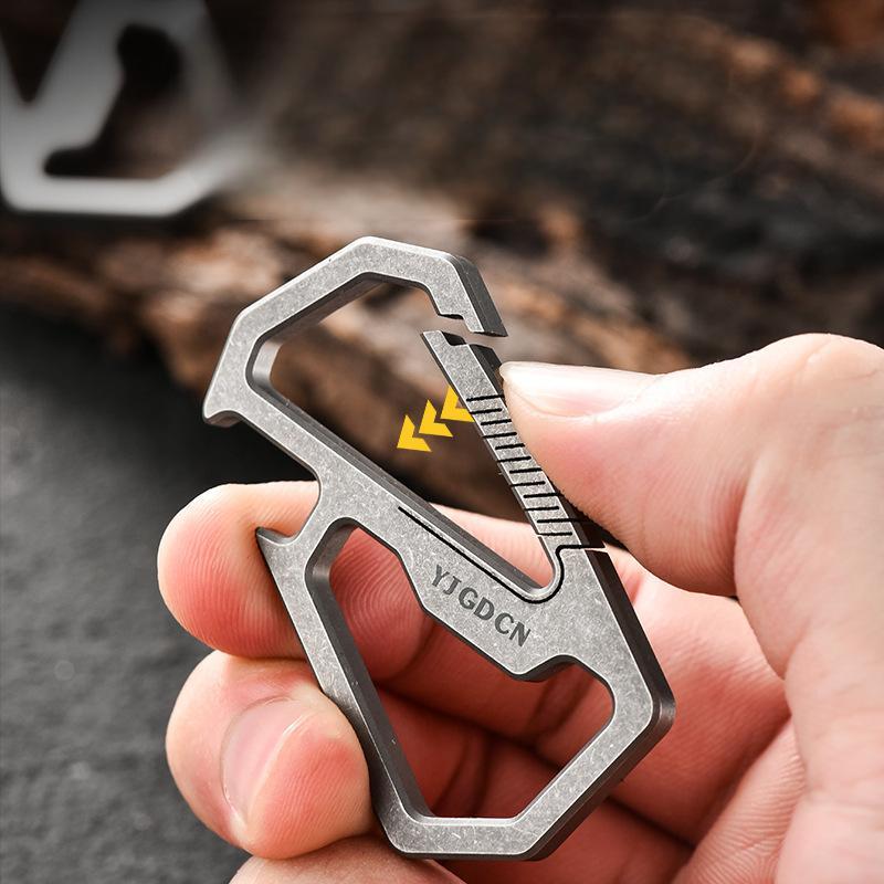 EDC Titanium Carabiner Clip with Bottle Opener Car Key Holder Organizer Keychain 07FC0E-D4 - KOEEK