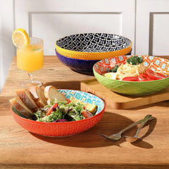 Ceramic Pasta Bowl, 40 oz. Large Salad Bowl, Dinnerware Bowl Set, 4 Pieces