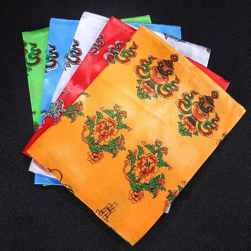 5pcs 240cm 94" Tibetan Traditional Khata Eight Auspicious Symbol Good Luck Scarf 07FC0E-D4 - KOEEK