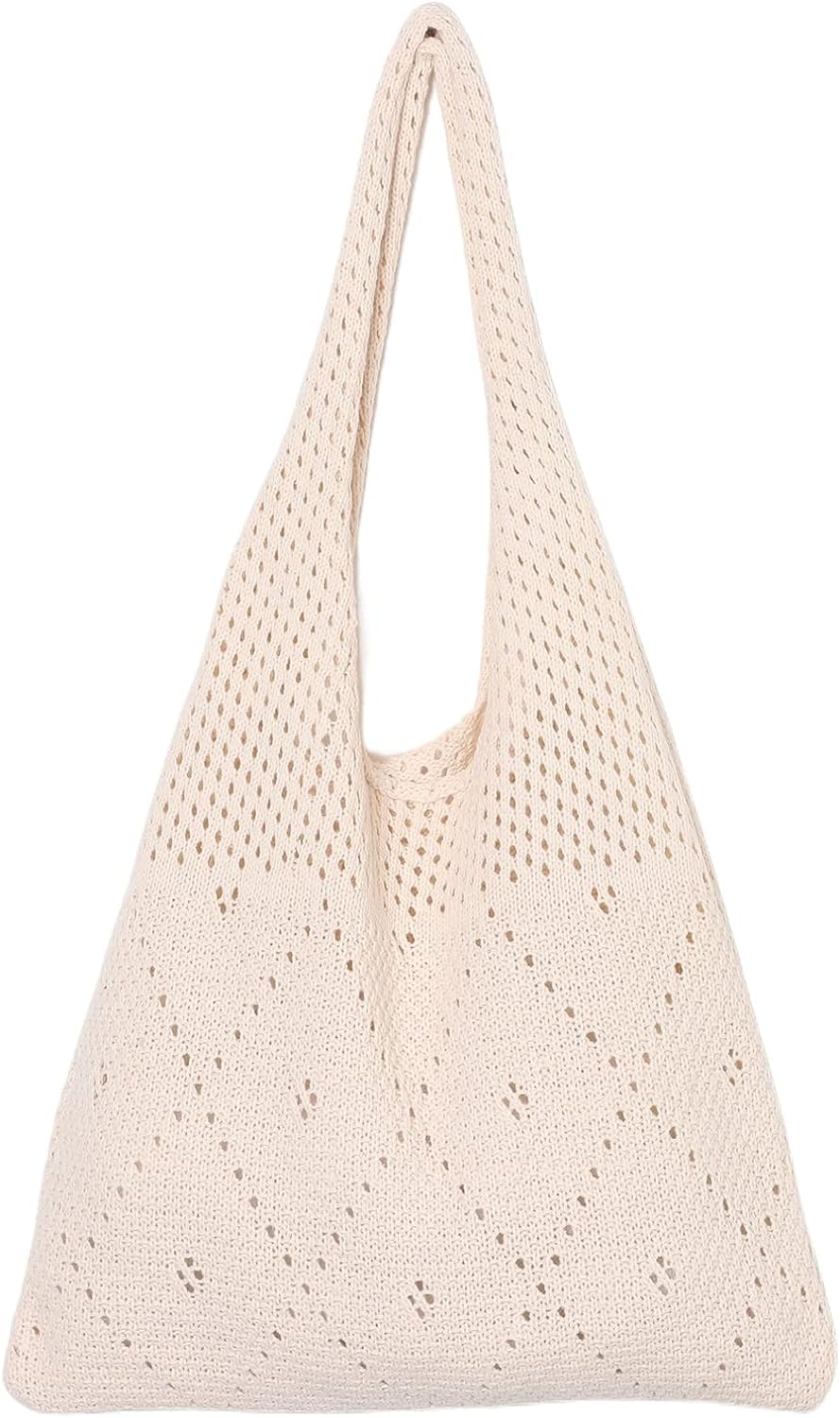 ny Heklet Mesh Beach Tote Bag Sommer Y2K Estetisk strikket skulderveske Stor kapasitet