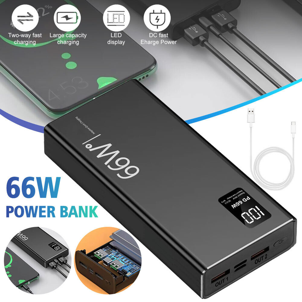 ny 30000mAh Portatil Cargador De Bateria 2 USB 66W Para Celulares nettbrett Telefonos