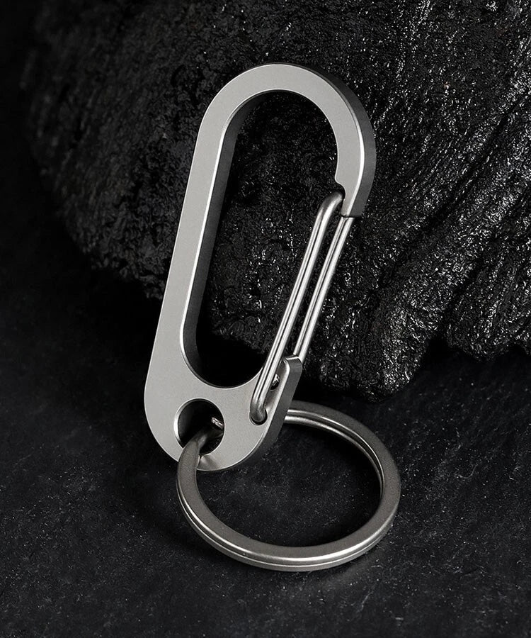Titanium Alloy Keychain Carabiner Portable Waist Hang Buckle with Key Ring EDC 07FC0E-D4 - KOEEK