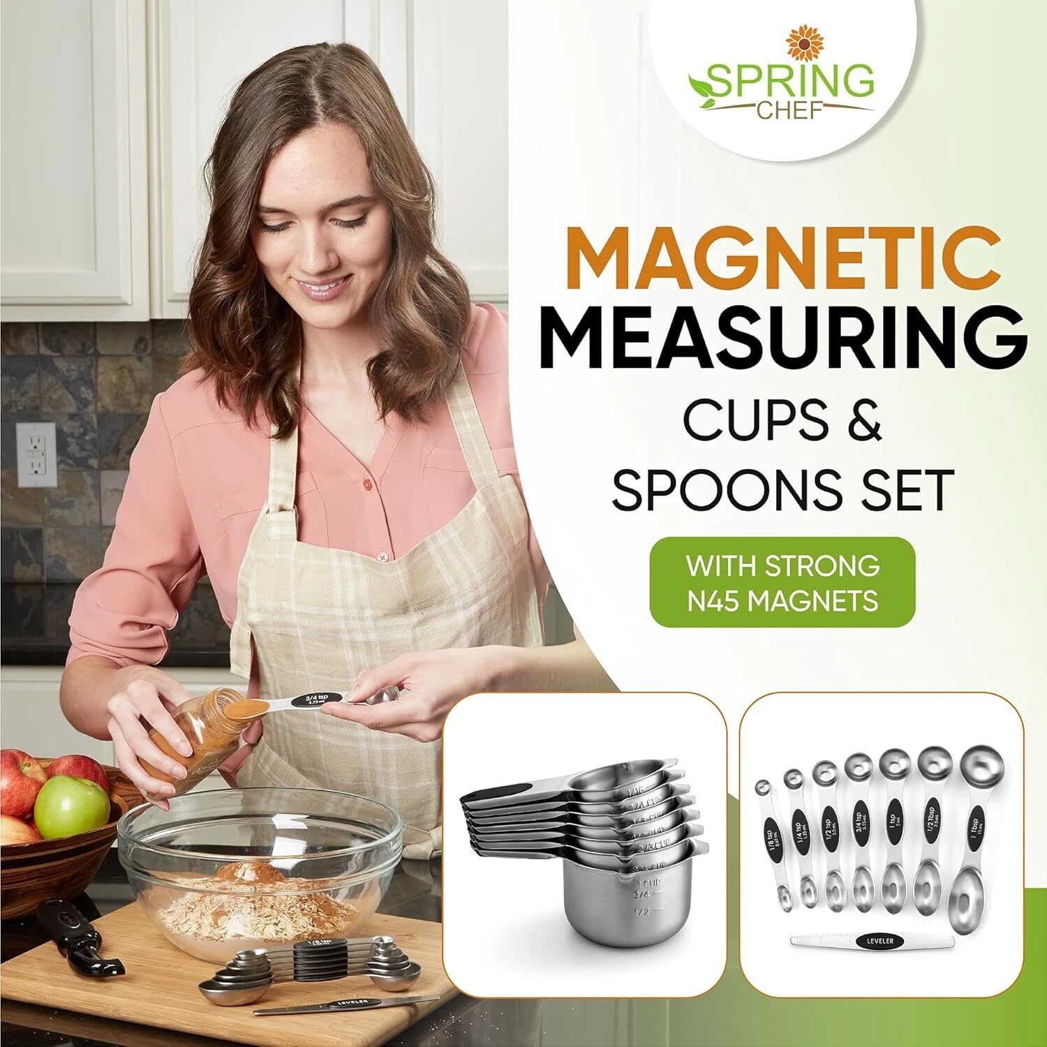 Magnetic Measuring Cups & Spoons Set (Patent Pending), Strong N45 Magnets 07FC0E-D4 - KOEEK