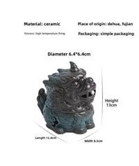 13cm Chinese Ceramic Kirin Incense Burner Auspicious Zen Censer Decoration 07FC0E-D4 - KOEEK