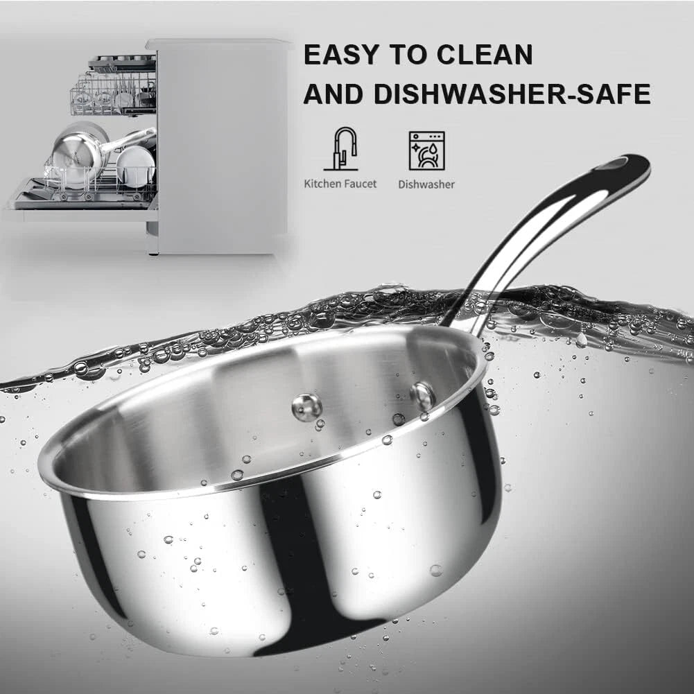 Tri-Ply Stainless Steel Stock Pot with Lid, 3-Quart, Kitchen Induction Cookware 07FC0E-D4 - KOEEK