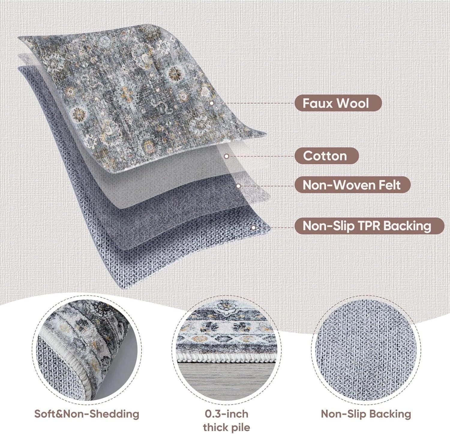 Runner Carpet Hallway Carpet Washable Kitchen Runner Carpet with Rubber Backing 07FC0E-D4 - KOEEK