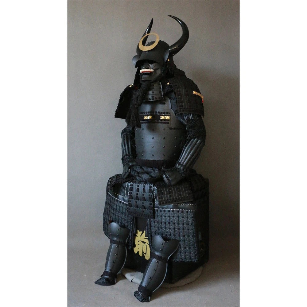 Japanese Matte Black Samurai Armor Bull Horn Warring States Full Body Wearable 07FC0E-D4 - KOEEK