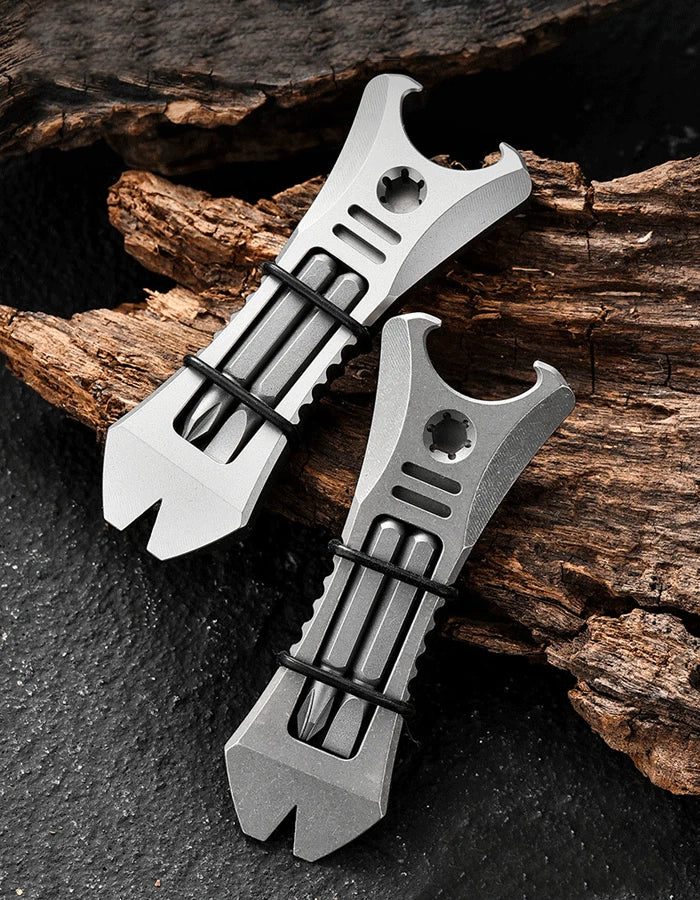 EDC TC4 Titanium Alloy Pocket Pry Bar Crowbar Bottle Opener Outdoor Multi Tools 07FC0E-D4 - KOEEK