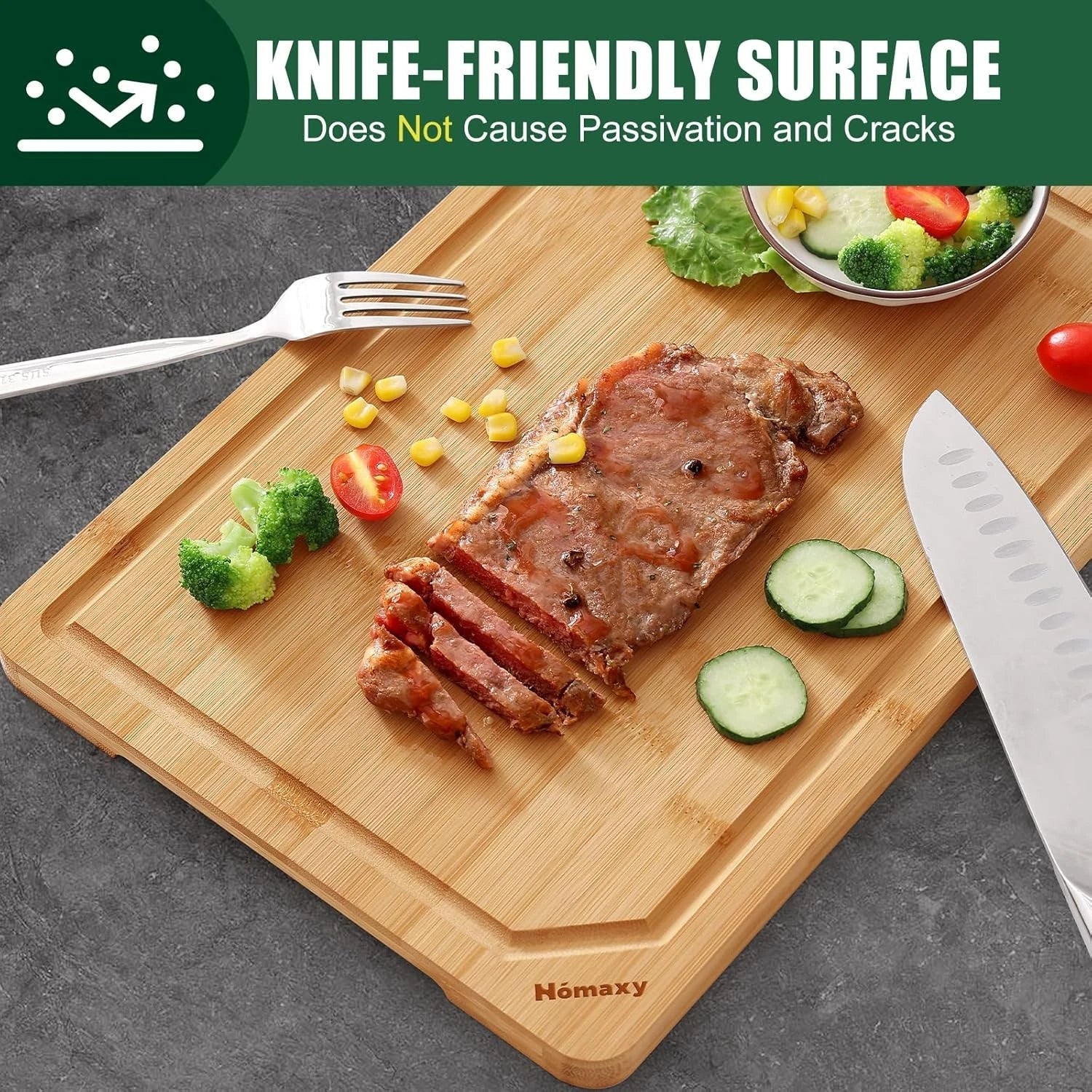 Extra Large Cutting Board with Juice Groove and Handle, Cold Meat Cutting Board 07FC0E-D4 - KOEEK