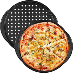 new 2Pcs Pizza Pans with Holes, 14in Round Tray for Oven, Non-stick Black 07FC0E-D4 - KOEEK