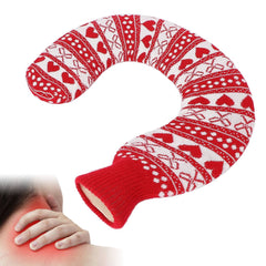 new 1L U Shaped Hot Water Bag Neck Shoulder Knitted Cover For Winter(Type 2 ) HGF koeek - KOEEK