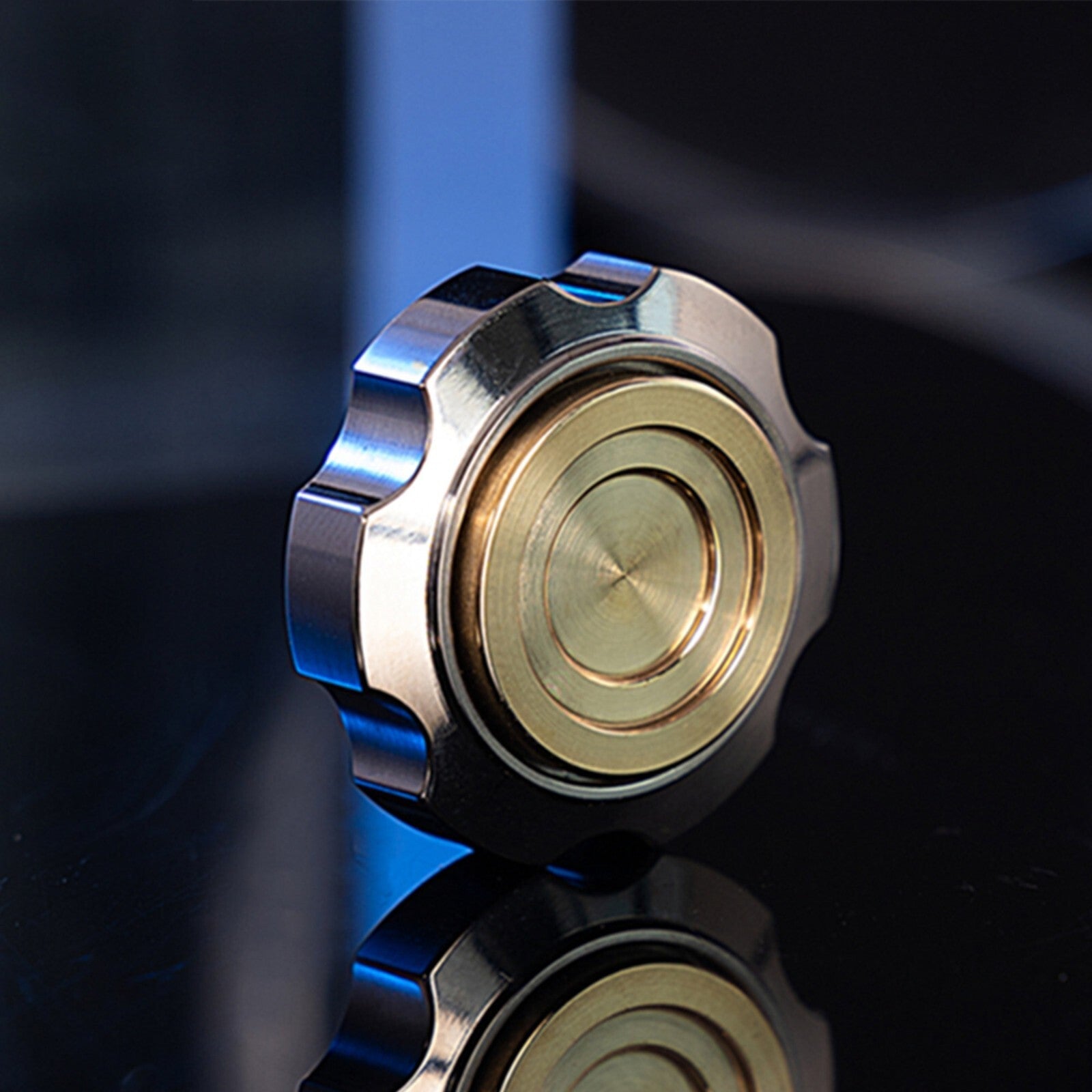 Fidget Spinner Gear Titanium Damascus Fingertip Decompression Toy Portable EDC 07FC0E-D4 - KOEEK