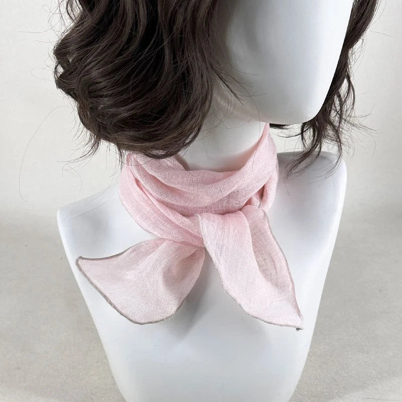 Womens  Linen Preppy Solid Necktie Thin Scarf Neckerchief Scarves Accessory 07FC0E-D4 - KOEEK