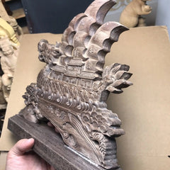 24cm Vietnamese Agarwood Zhuang Dragon Boat Feng Shui Sailing Figurine Decor 07FC0E-D4 - KOEEK