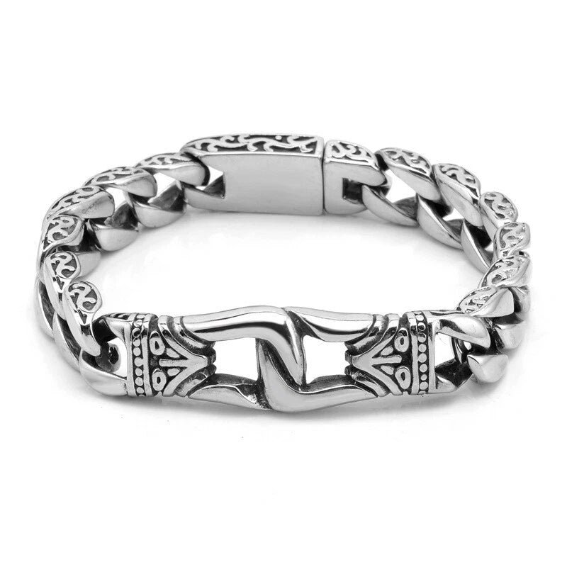 Mens Heavy Sturdy Stainless Steel Motorcycle Biker Chain Bracelet Wristband Gift 07FC0E-D4 - KOEEK
