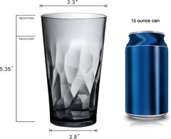 new Unbreakable Plastic Drinking Glasses, Set of 6, Shatterproof 16OZ, Gray 07FC0E-D4 - KOEEK