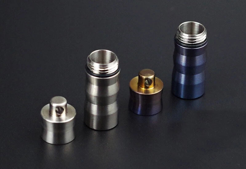Titanium Waterproof Pill Box Organizer Container Case Storage Tank EDC Key chain 07FC0E-D4 - KOEEK
